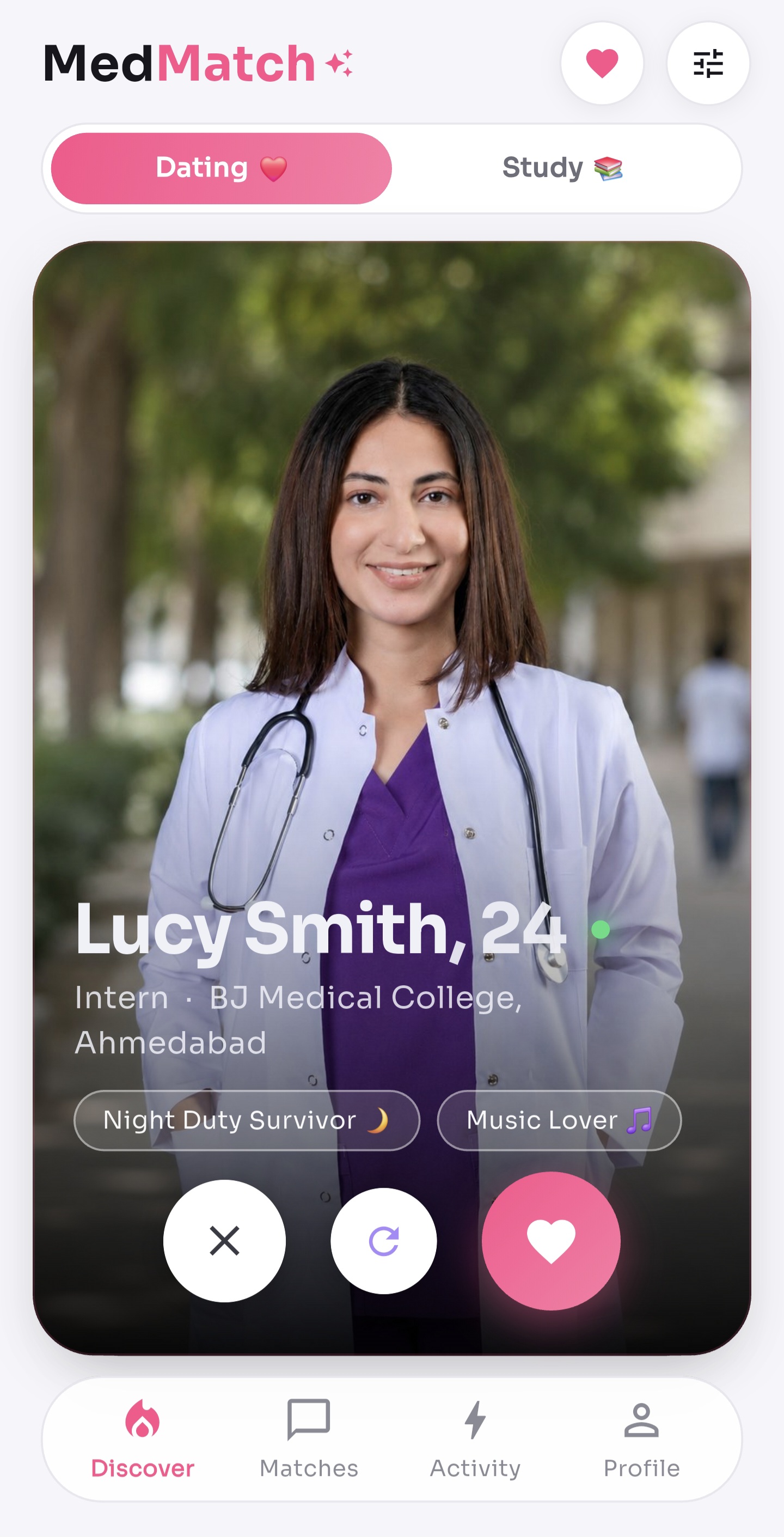 MedMatch Discover screen