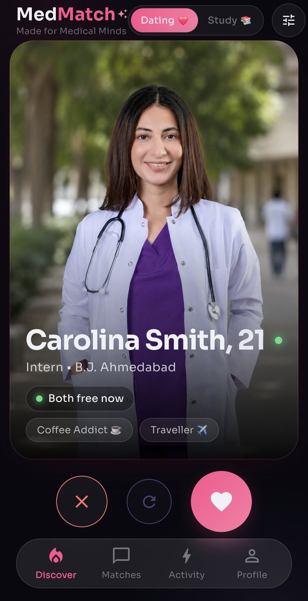 MedMatch app, Discover screen